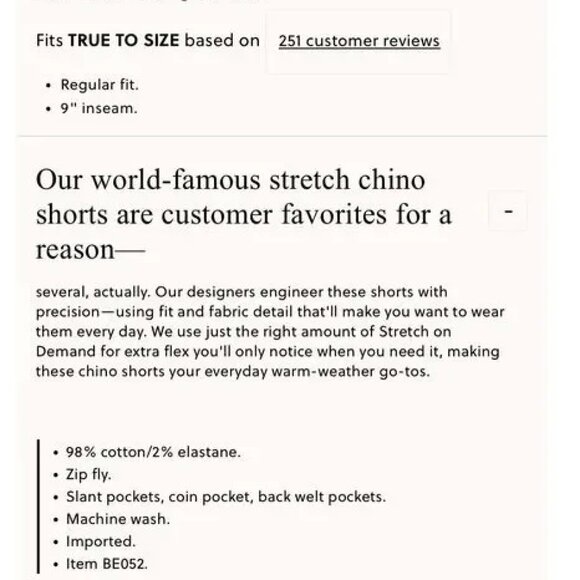 J CREW Stretch Chino Flat Front Shorts 9”  Waist 33 New with Tag - Picture 9 of 9